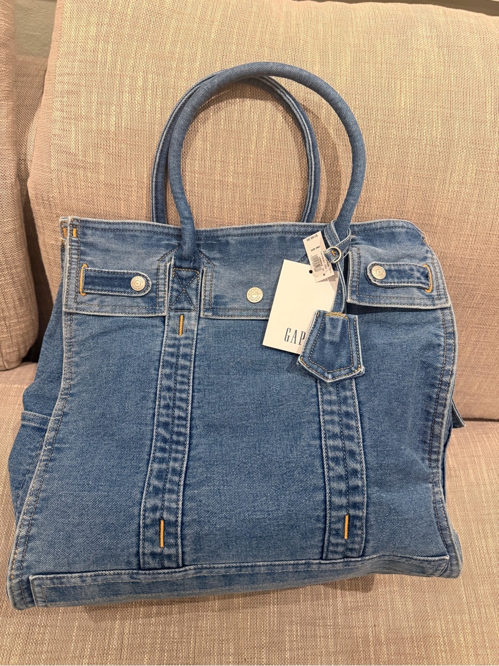 GAP Large Denim Tote in Light Blue Denim